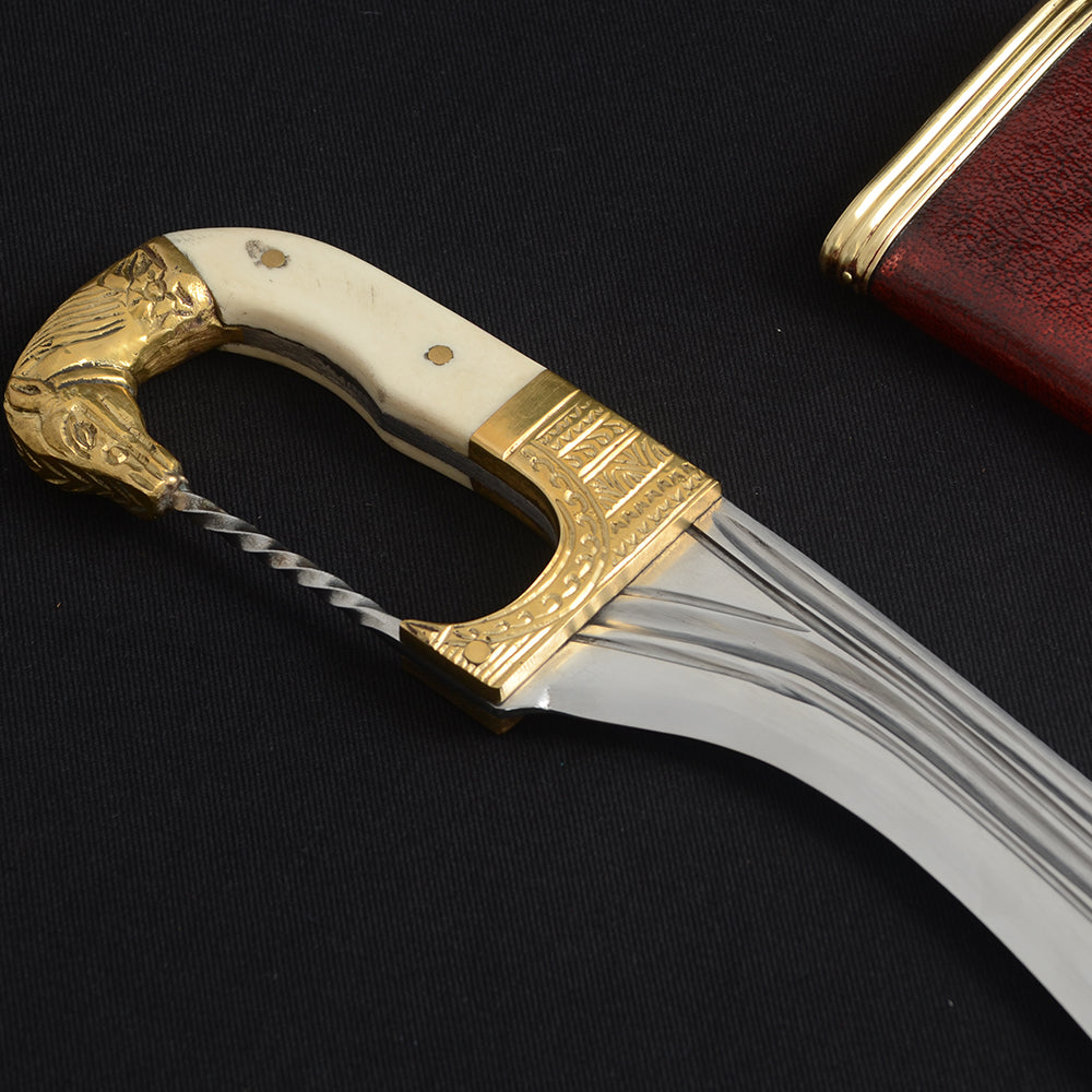 Horse Head Iberian Falcata with mini-Knife - Deepeeka