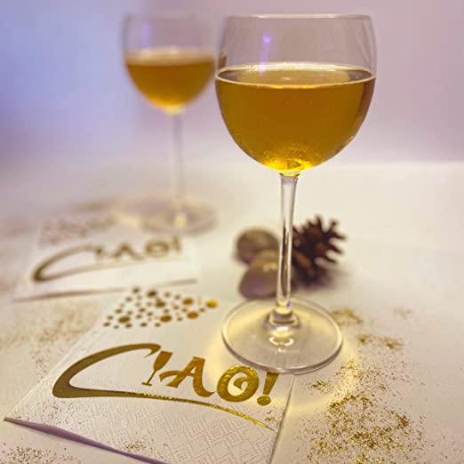 White And Gold Cocktail Napkins-3 Ply 5x5 Inches Disposable Gold Napkins Bulk-Unique Design For Wedding Napkins-Birthday Napkins-Party Napkins-Beverage Napkins-Bar Napkins.